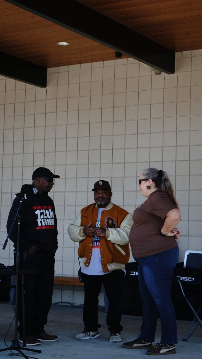 Chris Dutton (center), Del Oro's assistant principal of instruction, said he understands that use of the N-word has become widespread as part of hip-hop culture, but "I wish we’d find another way to express ourselves."