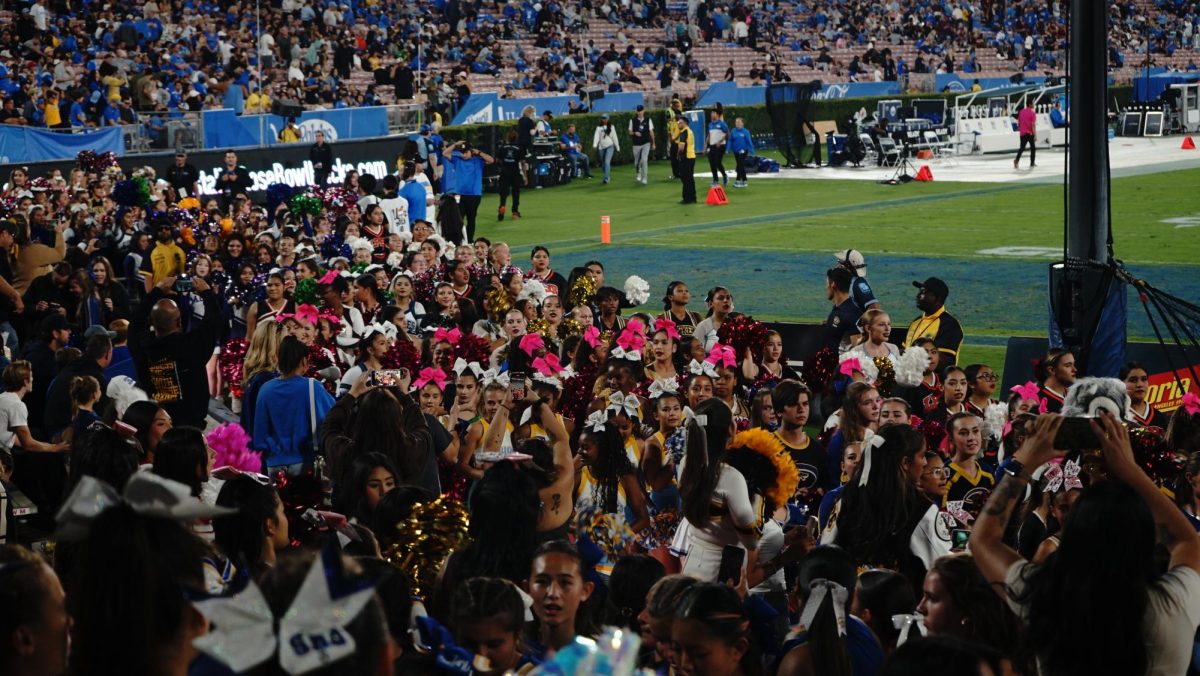 It was easy to spot a Suns cheerleader in the crowd at the Rose Bowl, just look for the big pink hair bows.