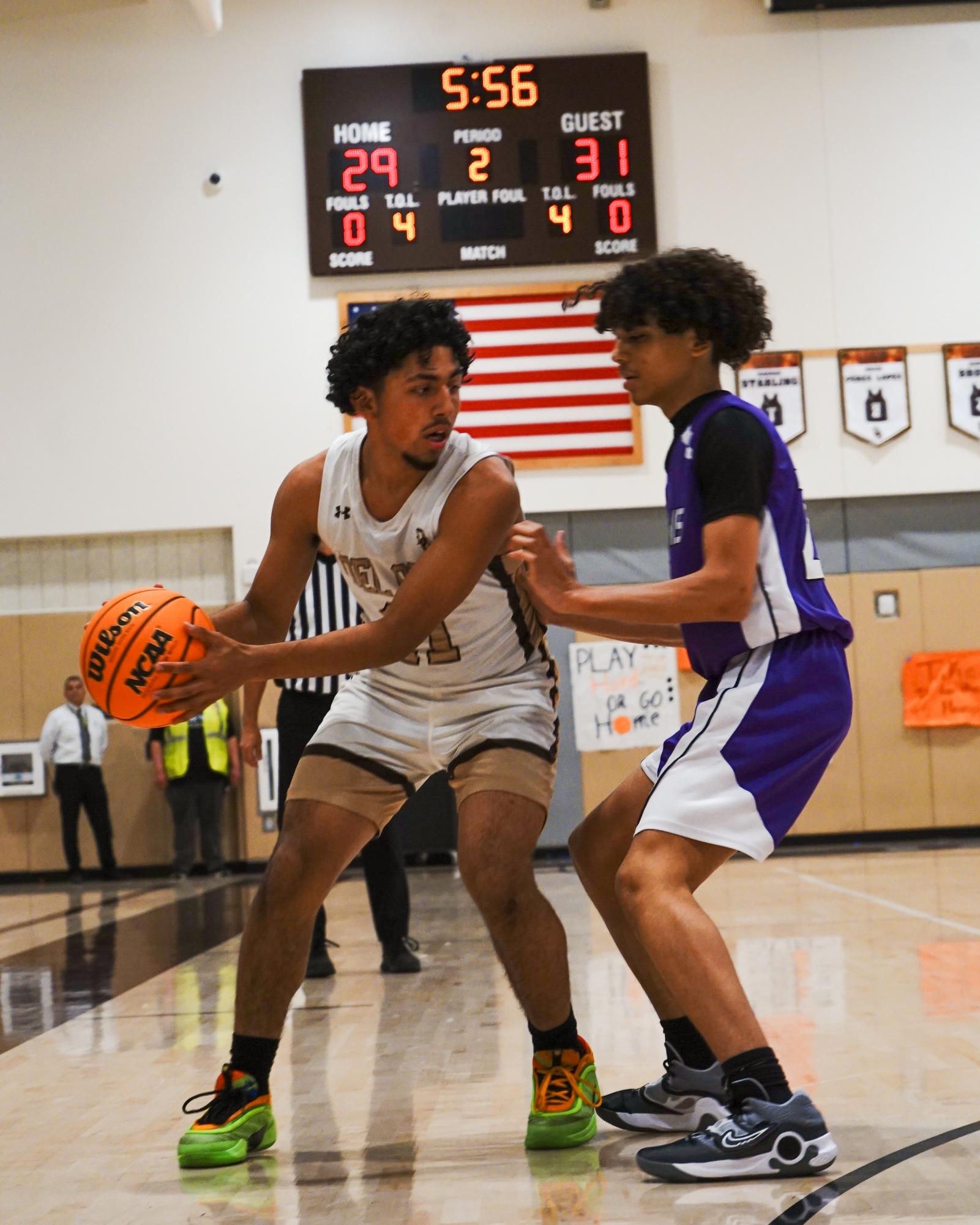 Senior guard Gabriel Bocardo (left) helped lift the No. 2 Suns Wednesday evening over the No. 7 Desert High Scorpions, 58-53, in the CIF Central Section Division 6 quarterfinals.