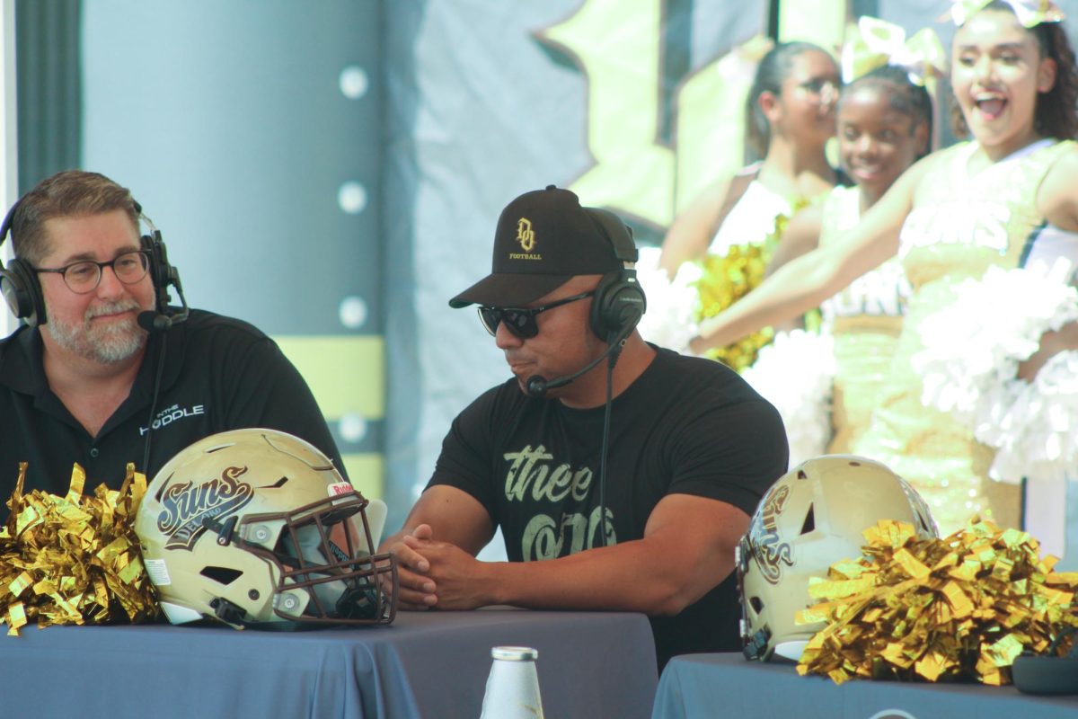 Head varsity football coach Pete Hernandez was interviewed during Friday's broadcast.
